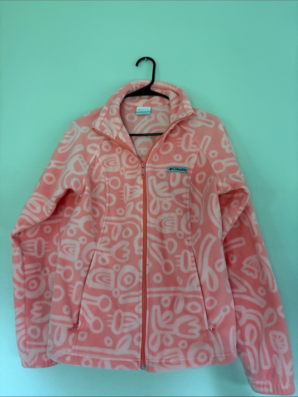 Columbia Pink Patterned Full‑Zip Teddy Jacket - Women's